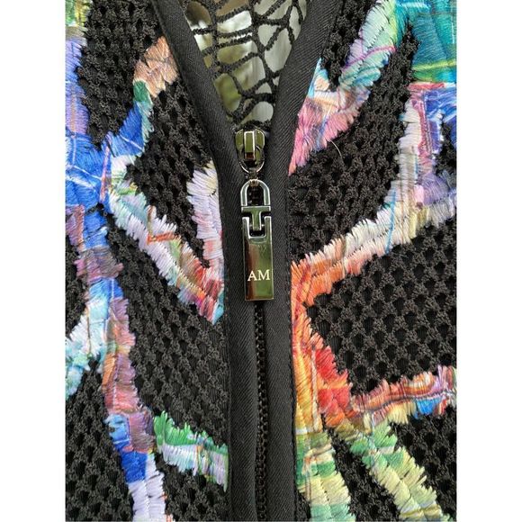 Alberto Makali New York Black Lace Multicolor Zipper Dress Size Small, MSRP $486 - Picture 5 of 14